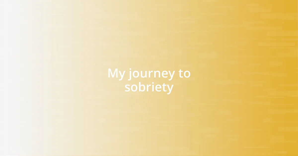 My journey to sobriety