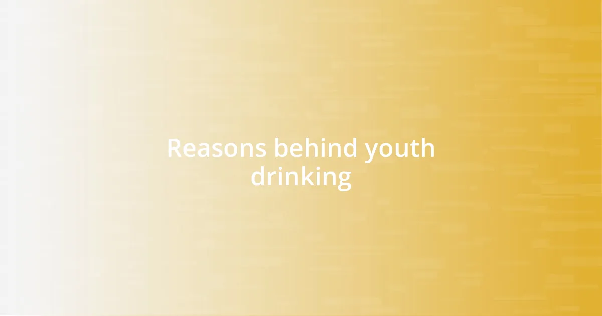 Reasons behind youth drinking